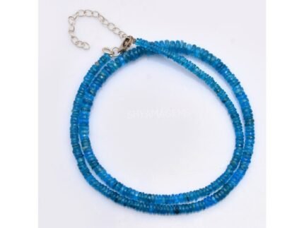 Neon Apatite Heishi Faceted Silver Necklace