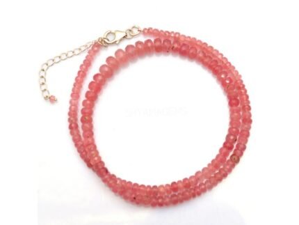 925 Silver Rose Quartz Rondelle Necklace