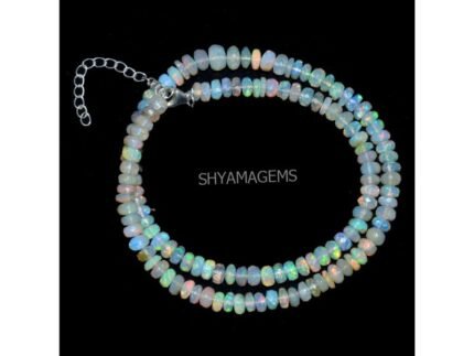 925 Silver Ethiopian Opal Rondelle Necklace