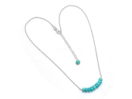 925 Silver Peruvian Amazonite Rondelle Necklace