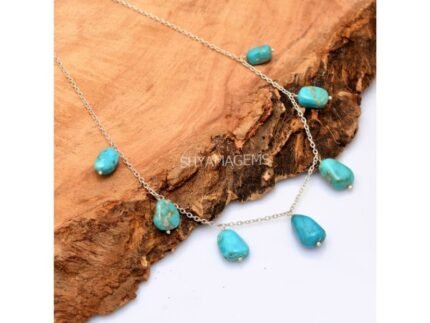 925 Silver Turquoise Necklace Smooth Nuggets