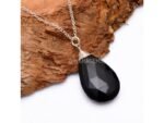 925 Silver Black Onyx Smooth Pear Necklace
