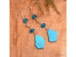 925 Silver Turquoise Neon Apatite Ethiopian Opal Earrings