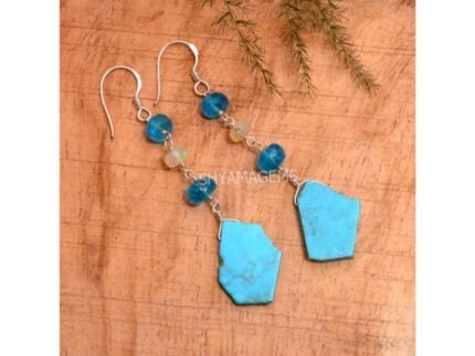 925 Silver Turquoise Neon Apatite Ethiopian Opal Earrings