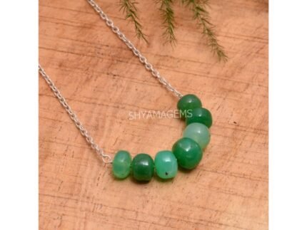 925 Silver Chrysoprase Shaded Smooth Necklace