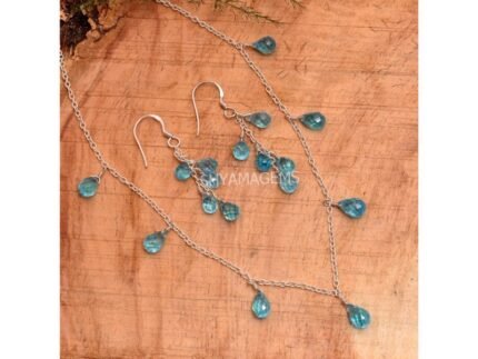 925 Sterling Silver Sky Blue Apatite Necklace & Earrings Set