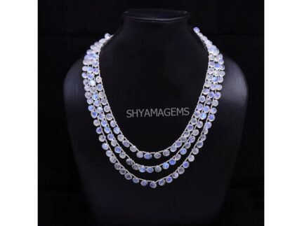 White Rainbow Moonstone Faceted Heart Necklace