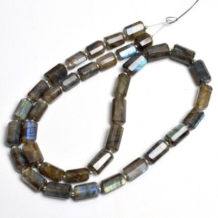 Labradorite Faceted Fancy Tube Shape Beads