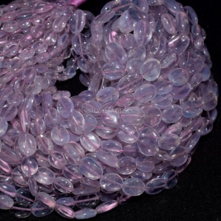 Natural Lavender Quartz Smooth Oval Shape Beads