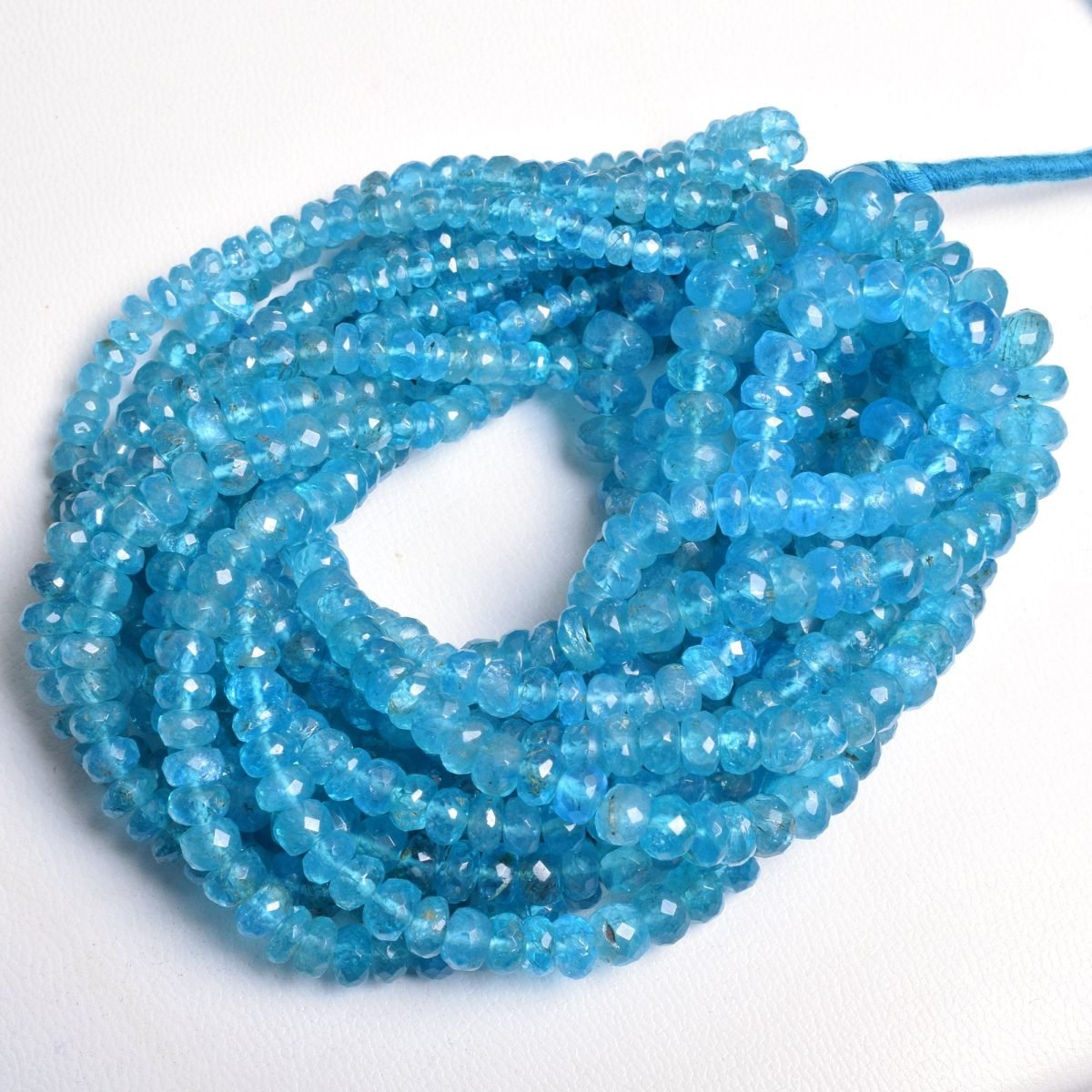 Natural Neon Apatite Faceted Rondelle Beads (2) Natural Neon Apatite Faceted Rondelle Beads