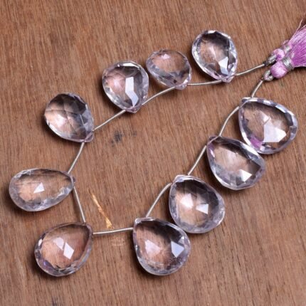 Natural Pink Lavender Amethyst Pear Faceted Beads