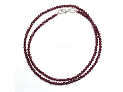 Rhodolite Garnet Faceted 3mm Silver Jewelry Necklace Beads