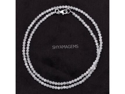White Moonstone Faceted 3mm Silver Jewelry Necklace