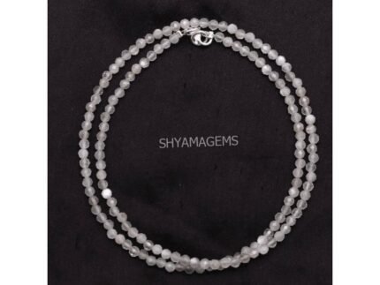 Grey Moonstone Faceted 3mm Silver Jewelry Necklace