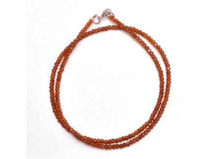 Hessonite Faceted 3mm Silver Jewelry Necklace