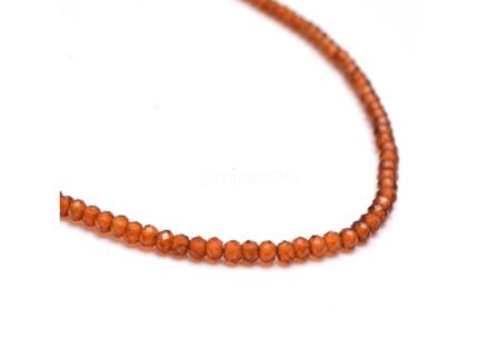 Hessonite Faceted 3mm Silver Jewelry Necklace