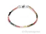 925 Silver Multi Tourmaline Tube Beaded Bracelet