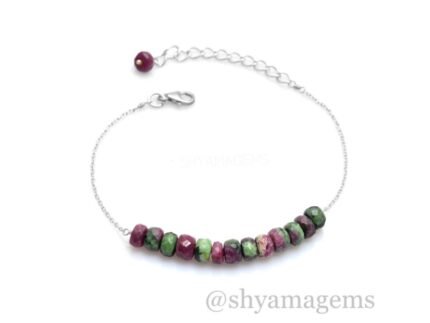 925 Silver Ruby Zoisite Beaded Bracelet