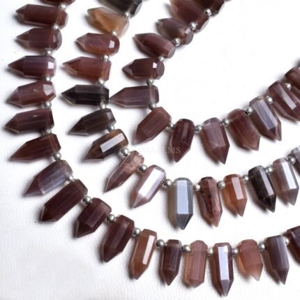 Chocolate Moonstone Faceted Fancy Pencil Shape Beads