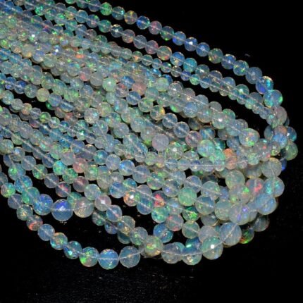 Natural Ethiopian Opal Faceted Round Beads