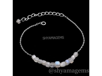 925 Silver Rainbow Moonstone Beaded Bracelet