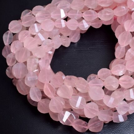 Natural Rose Quartz Twisted Teardrop Briolette