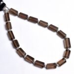 Smoky Quartz Faceted Fancy Tube Shape Beads
