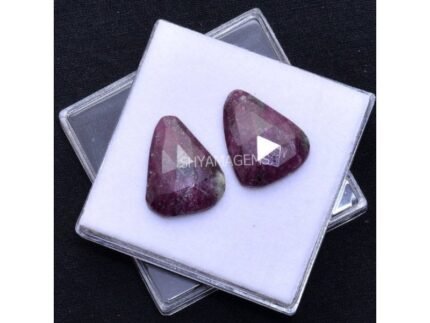 Ruby Zoisite Pair Trillion Faceted Cabochon RZ104