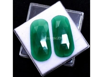 Green Onyx Pair Rose Cut Cabochon GO112