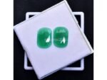 Green Onyx Pair Rectangle Rose Cut Cabochon