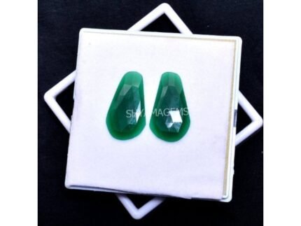 Green Onyx Pair Fancy Rose Cut Cabochon GO113