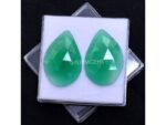 Green Onyx Pair Pear Rose Cut Cabochon GO106