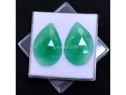 Green Onyx Pair Pear Rose Cut Cabochon GO106