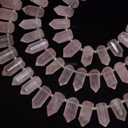 Rose Quartz Faceted Pencil Shape Beads