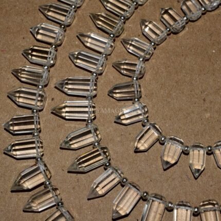 Crystal Quartz Faceted Fancy Pencil Shape Beads