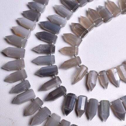 Grey Moonstone Faceted Fancy Pencil Beads