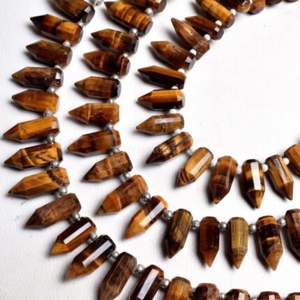 Tiger Eye Faceted Fancy Pencil Beads