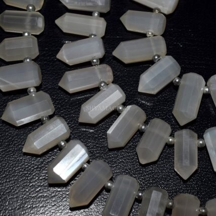 White Moonstone Faceted Fancy Pencil Shape Beads