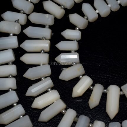 White Opal Faceted Fancy Pencil Shape Beads