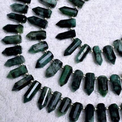 Emerald Faceted Fancy Pencil Shape Beads