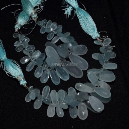 Moss Aquamarine Faceted Pear Beads Gemstone