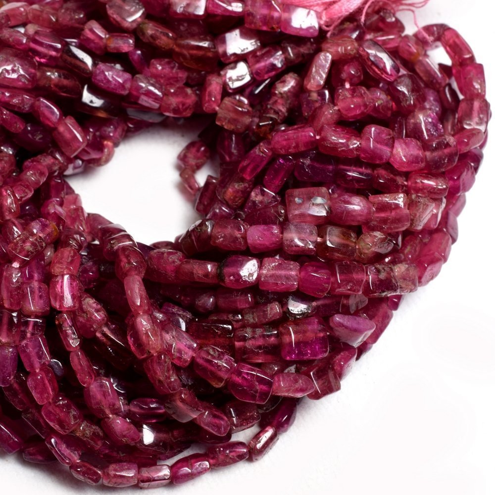 Natural Pink Tourmaline Smooth Rectangle Beads (4) Natural Pink Tourmaline Smooth Rectangle Beads