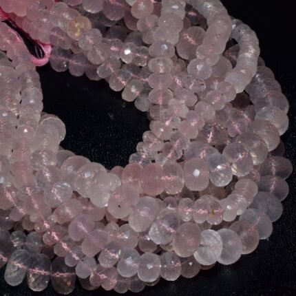 Natural Rose Quartz Faceted Rondelle Beads
