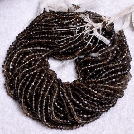 Natural Smoky Quartz Faceted Rondelle Beads