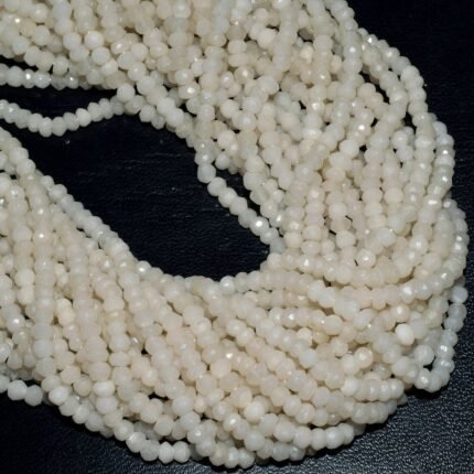 Natural White Agate Faceted Rondelle Beads