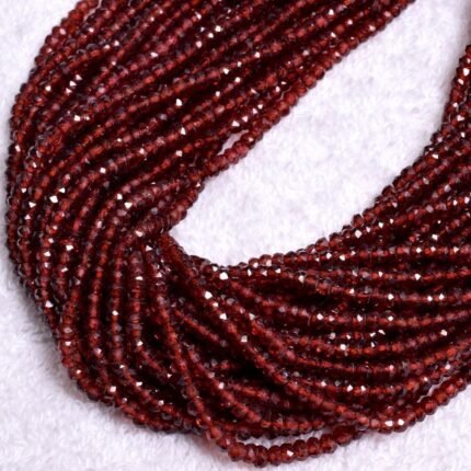 Red Garnet Faceted Rondelle Beads