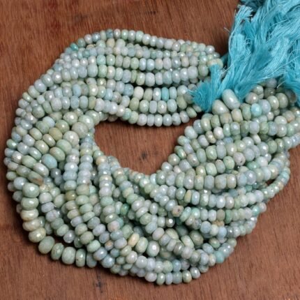Amazonite Silver Mystic Faceted Rondelle Beads