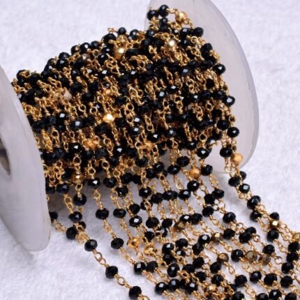 Black Spinel Golden Pyrite Hydro Rosary Chain