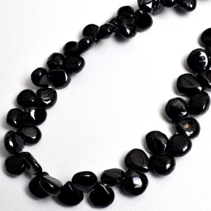 Black Spinel Smooth Pear Shape Beads
