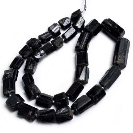 Black Tourmaline Tube Nugget Raw Beads